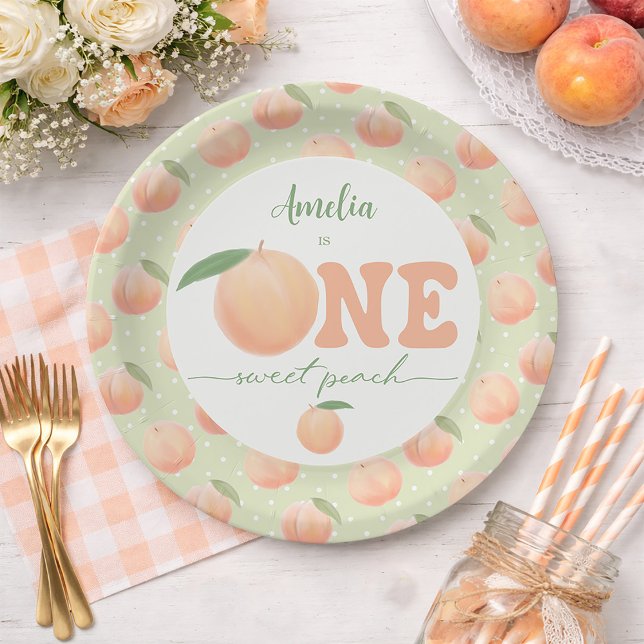 First Birthday Party One Sweet Peach  Paper Plates (First Birthday Party One Sweet Peach Paper Plates)