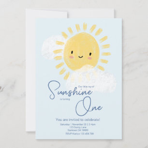 First Birthday Party Ray of Sunshine Cute Baby Invitation