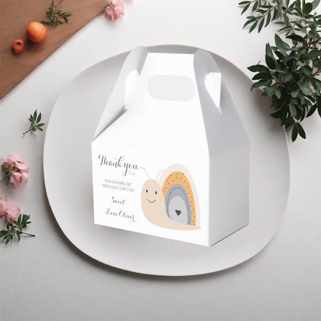 First Birthday Party Snail Rainbow Cute Pastel  Favor Boxes (Creator Uploaded)