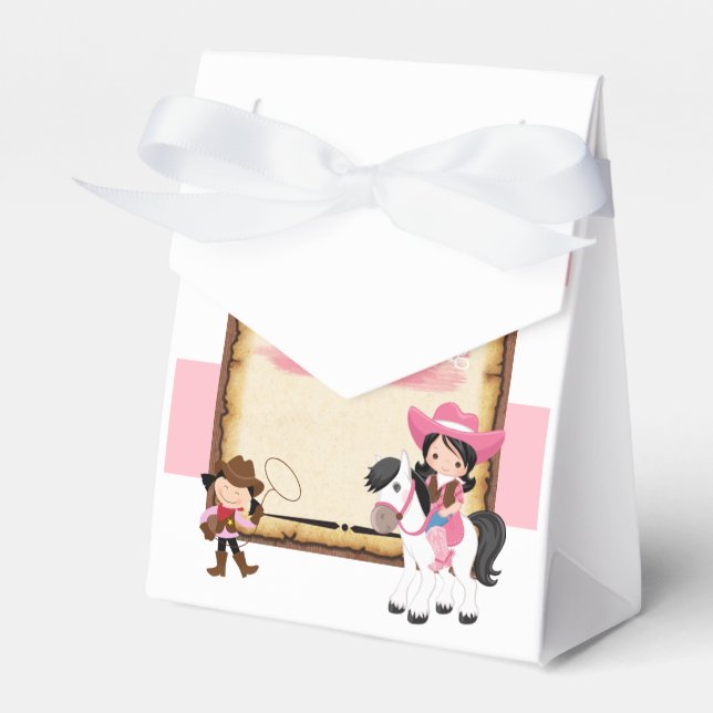 First birthday party wild west cowgirls favor bag boxes (Front Side)