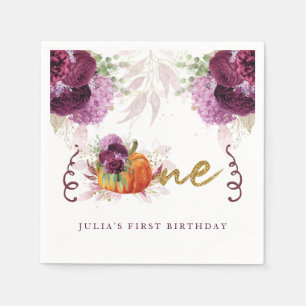 First Birthday Personalized Autumn Pumpkin Napkins