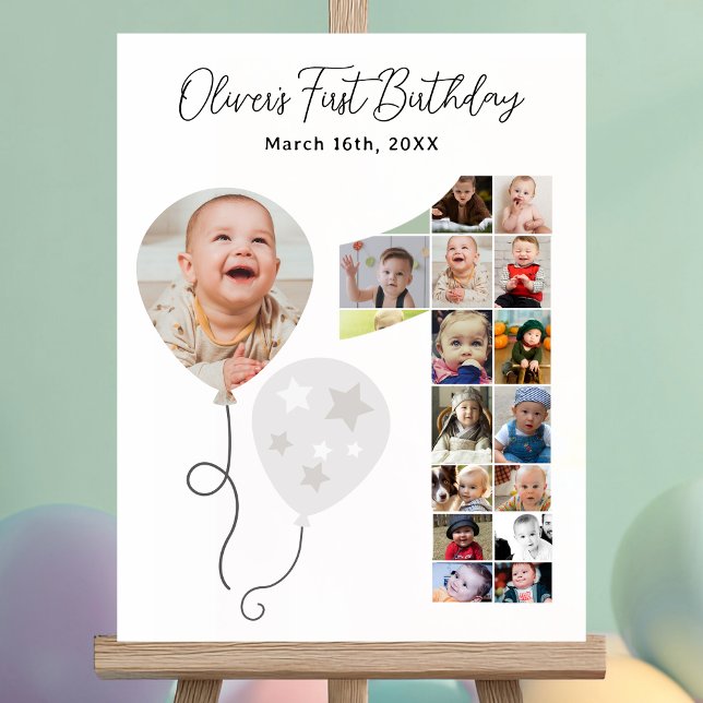 First birthday photo collage boy birthday foam board (Creator Uploaded)