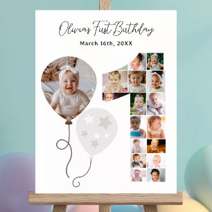 First birthday photo collage girl birthday foam board