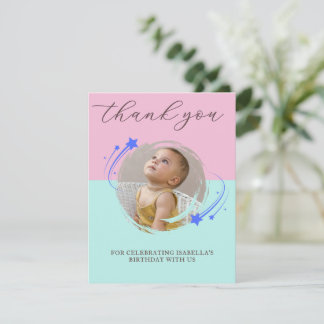 First Birthday Photo Shooting Star Thank You Card