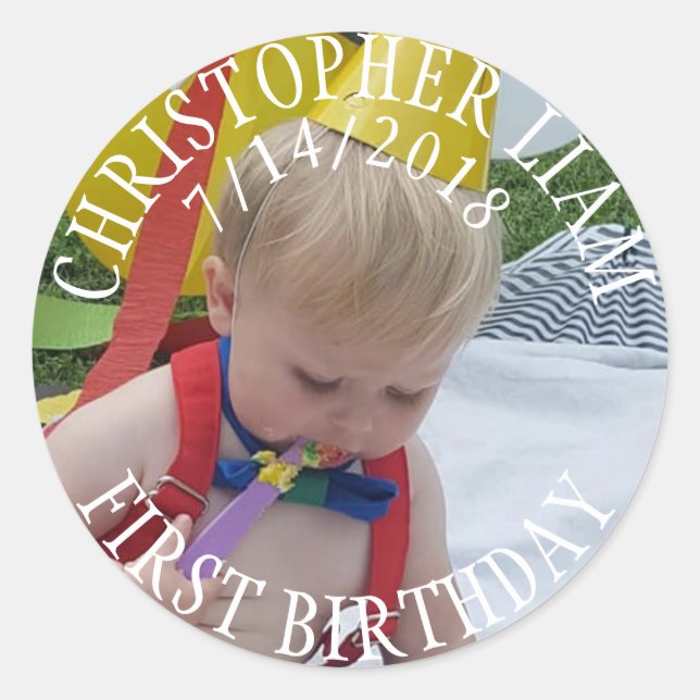 First Birthday Photo Stickers (Front)