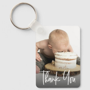 First Birthday Photo Thank You Personalized Party Keychain