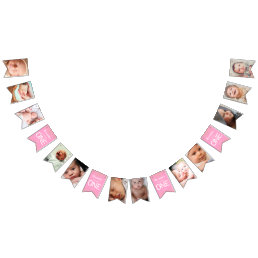 First Birthday Pink | 12 Month Photo Bunting Flags