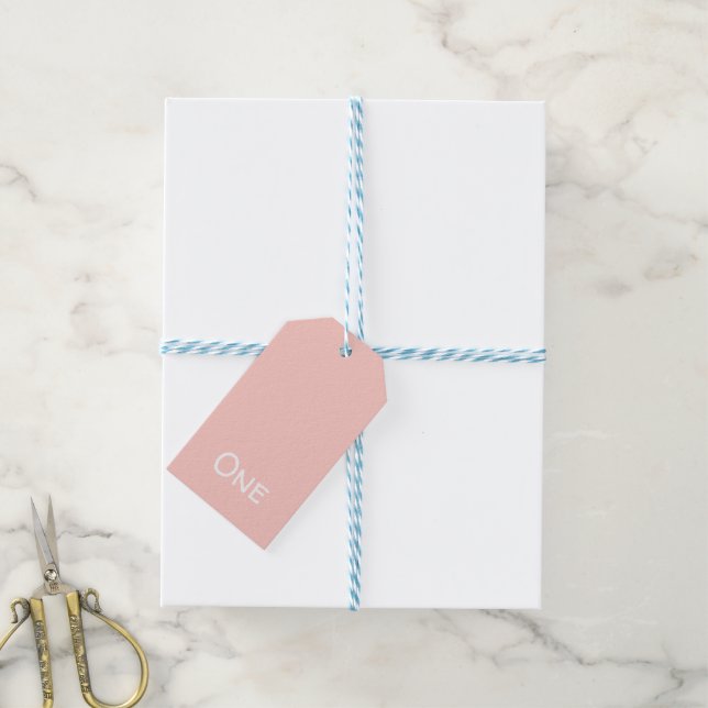 First Birthday Pink Gift Tag (With Twine)