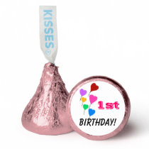 First Birthday Pink Green Heart Balloons Any Age Hershey®'s Kisses®