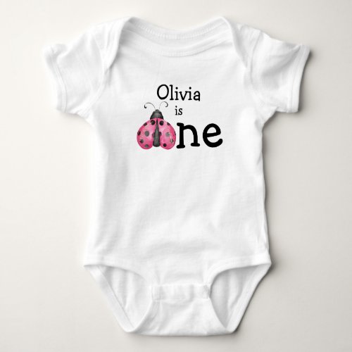 First Birthday Pink Ladybug Signature Baby Bodysui Baby Bodysuit