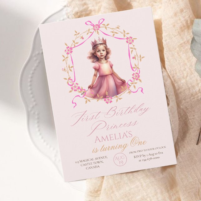 First Birthday Princess Pink 1st Birthday Party Invitation (Creator Uploaded)