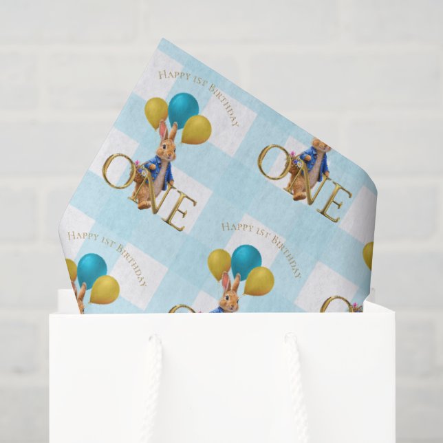 First Birthday Rabbit Strolling  Tissue Paper (Gift Bag)