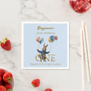First birthday Rabbit with colorful balloons Napkins