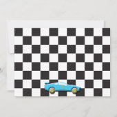 First Birthday Racecar Invitation, checkered Invitation (Back)