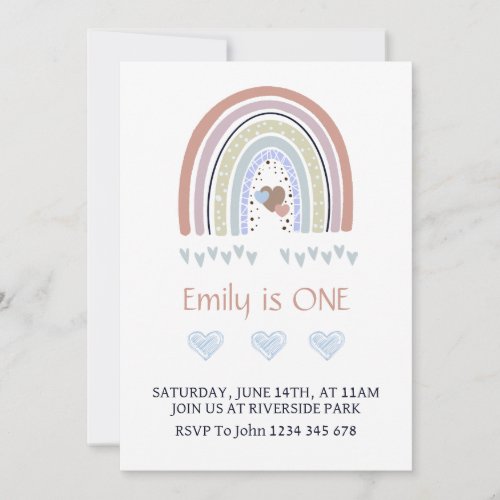 First Birthday Rainbow Cute  Invitation