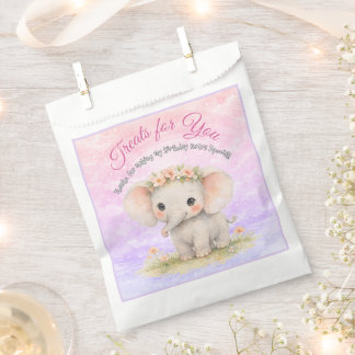 First Birthday Rainbow Party Baby Elephant Girl Favor Bag