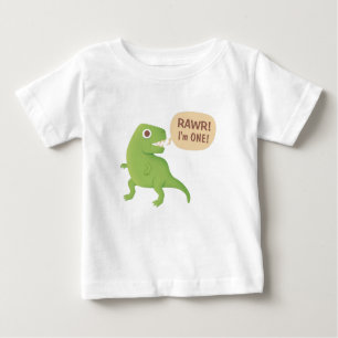 First Birthday, Rawr! I'm 1, Cute Dino Baby T-Shir Baby T-Shirt