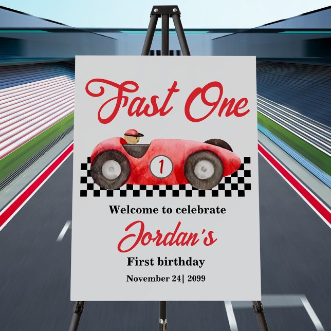 First Birthday Red Race Car Fast One Foam Board (Creator Uploaded)