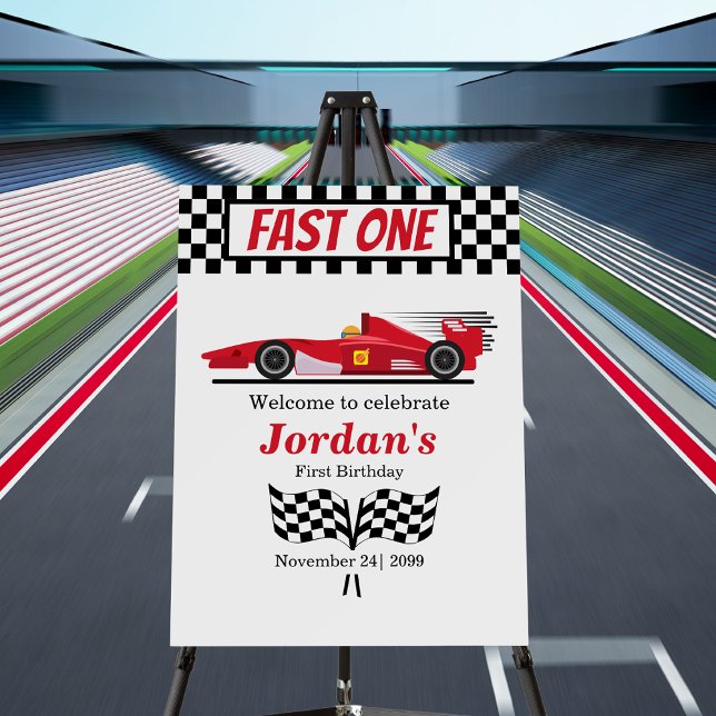 First Birthday Red Race Car Fast One  Foam Board (Creator Uploaded)