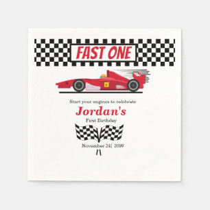 First Birthday Red Race Car Fast One  Napkins
