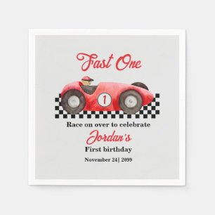 First Birthday Red Race Car Fast One Napkins