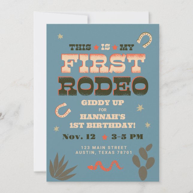 First Birthday Rodeo Invitations (Front)