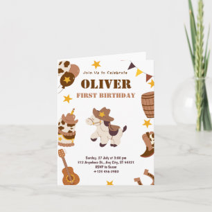 First Birthday Rodeo Kids 1st Folded Card