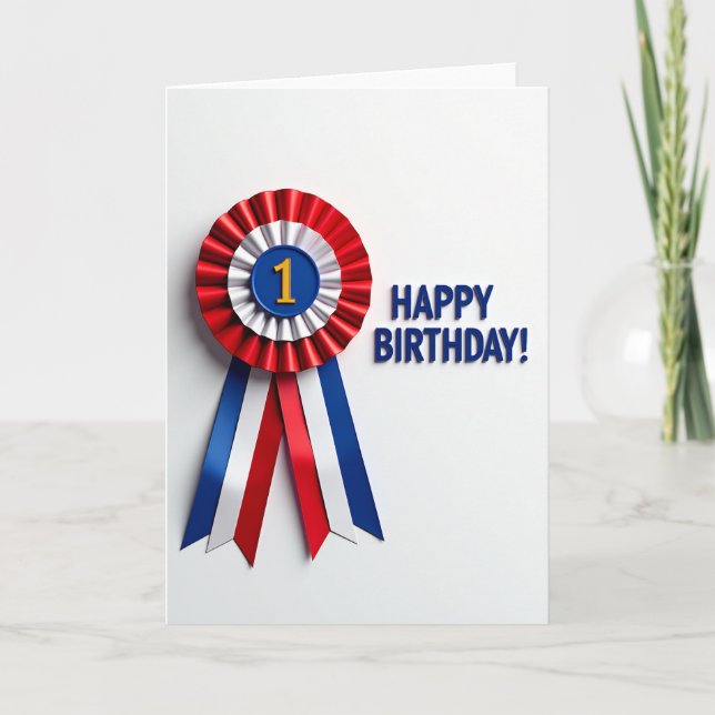 First Birthday Rosette Card (Front)