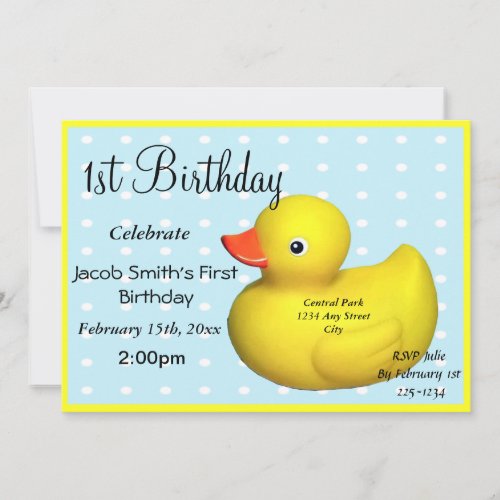 First Birthday Rubber Ducky Invitation
