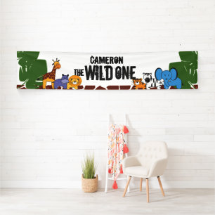 First Birthday Safari Jungle Wild One Personalized Banner