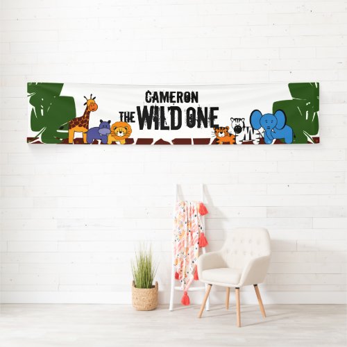 First Birthday Safari Jungle Wild One Personalized Banner