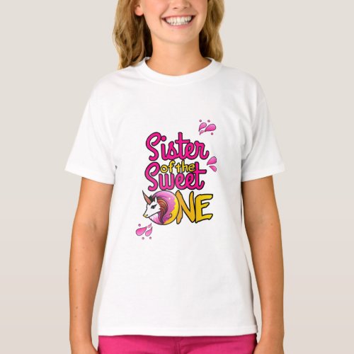 First Birthday Sister Sweet Unicorn Donut T_shirt