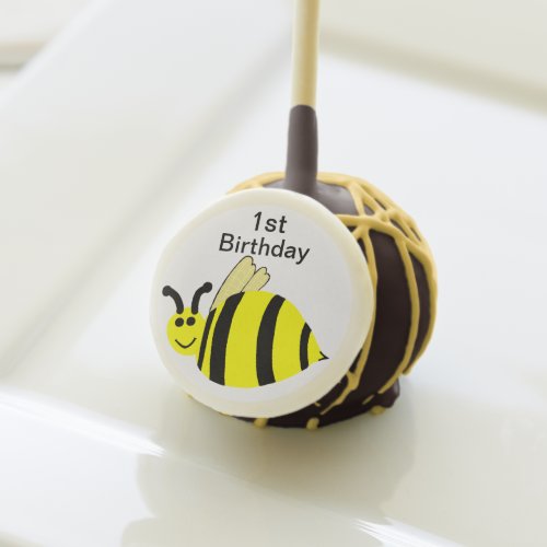 First Birthday Smiling Yellow Bumble Bee Cake Pops