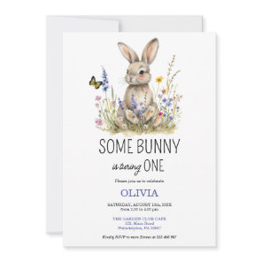 First Birthday Some bunny wildflowers invitation