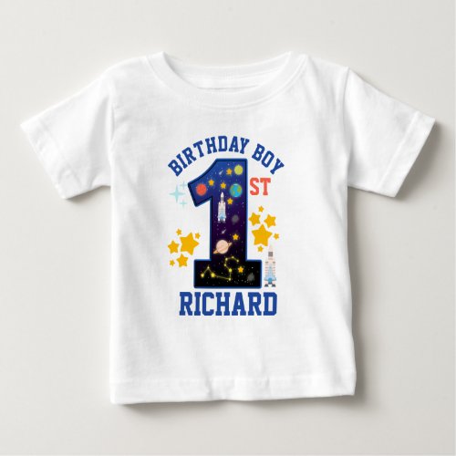 First Birthday Space design Baby T_Shirt