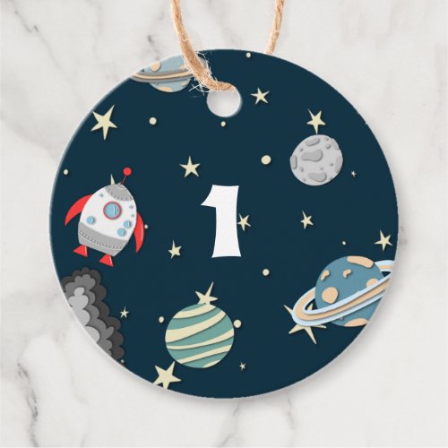 First Birthday Space Ship and Planets  Favor Tags