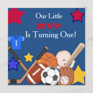 FIRST BIRTHDAY Sports Boys Birthday Invitation