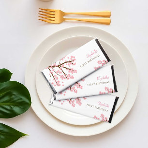 First Birthday Spring Cherry Blossoms Floral Cute Hershey Bar Favors