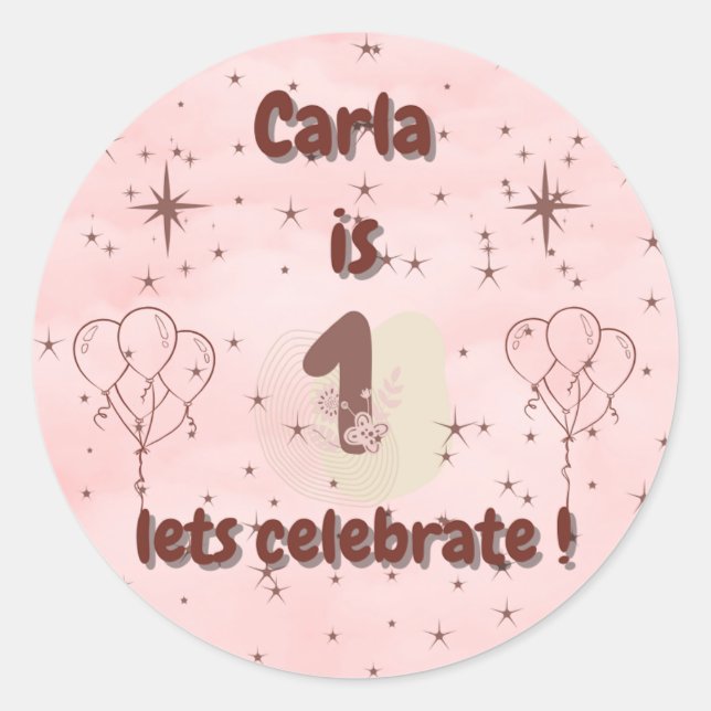 First Birthday Sticker – Cute Party Favor & Gift  (Front)