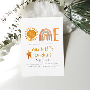 First Birthday Sun and Rainbow Boho  Invitation