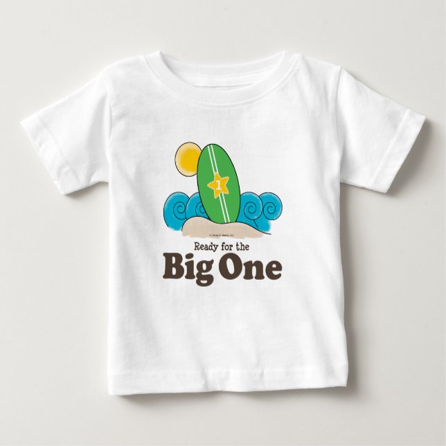 First Birthday Surfboard Surf Baby T shirt (Front)