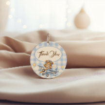 First Birthday Teddy Bear Airplane Blue Gingham