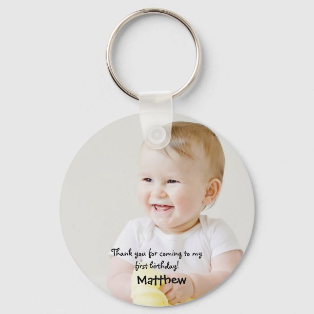 First Birthday thank you party favor Keychain (Front)