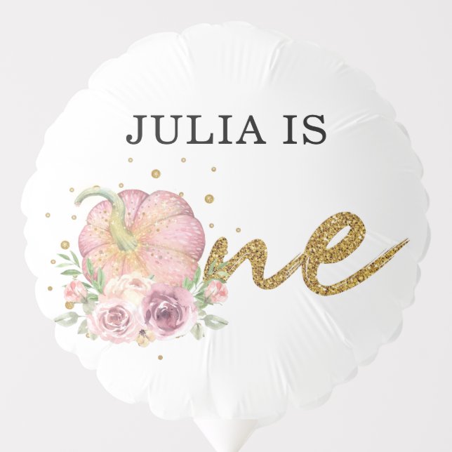 First Birthday Thanksgiving Pumpkin Pink Balloon (Front)