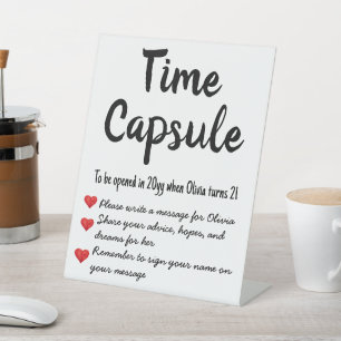 First Birthday Time Capsule Hopes Wishes Pedestal Pedestal Sign