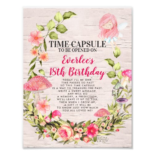 First Birthday Time Capsule Sign  Enchanted Fairy