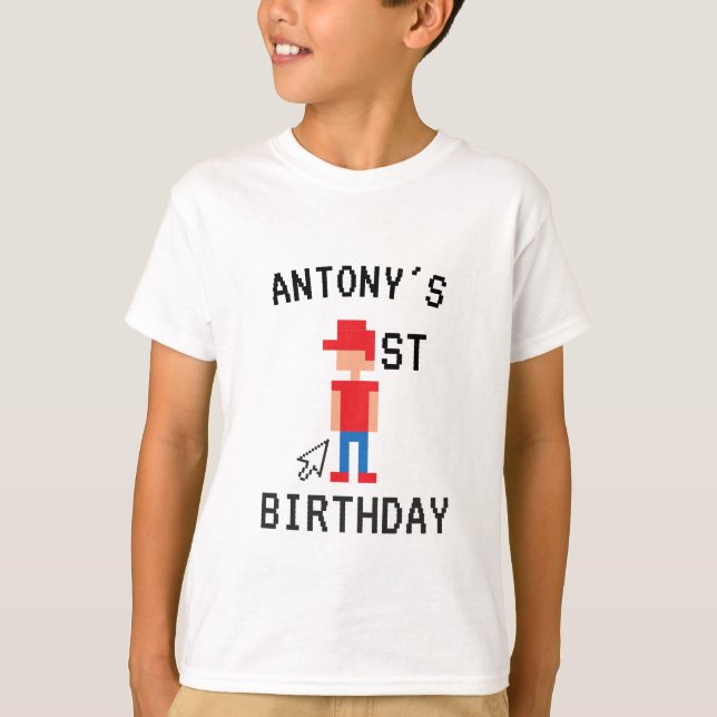 First Birthday TShirt minecraft theme (Front)