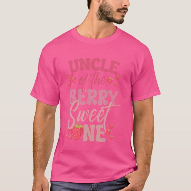 First Birthday Uncle Of The Berry Sweet One Strawb T-Shirt (Front)