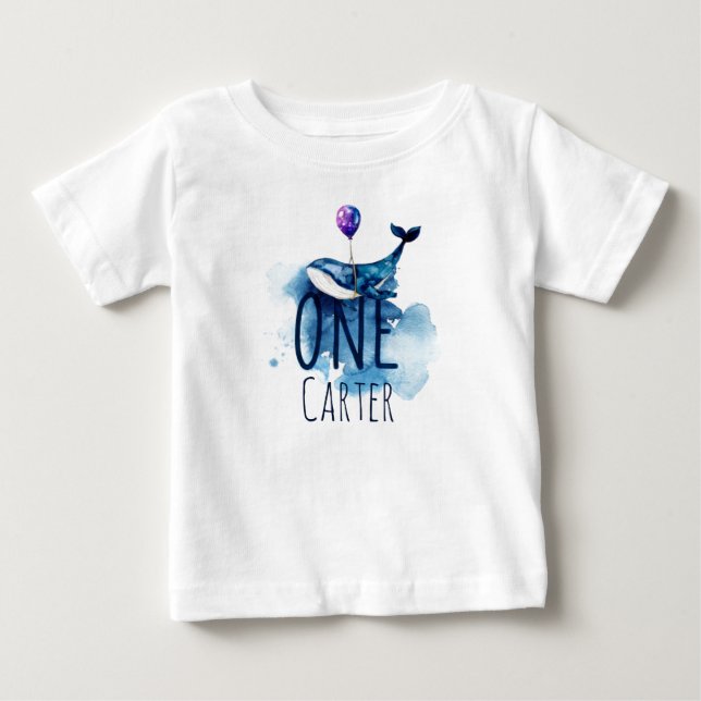 First Birthday Under the Sea Custom Name Baby T-Shirt (Front)