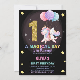 First Birthday Unicorn Birthday Invitations